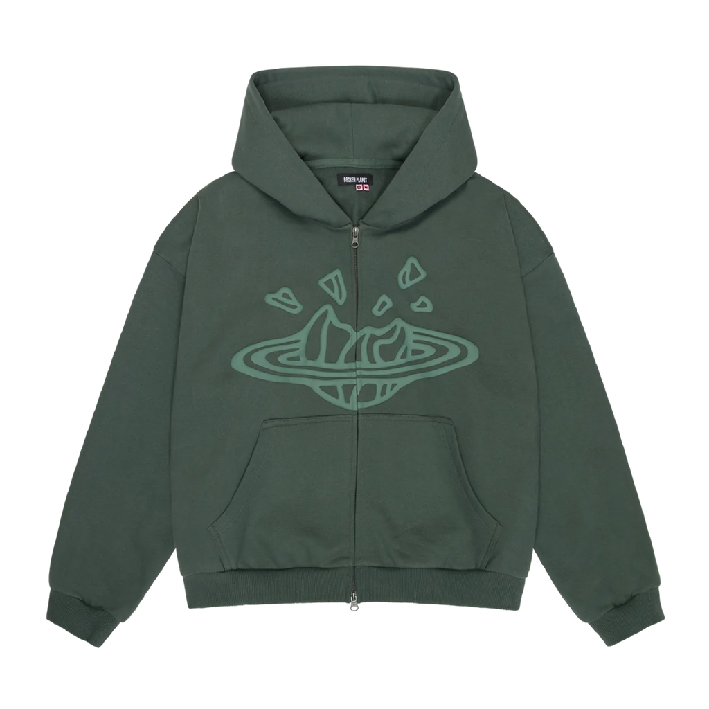 Broken Planet Zip Up Hoodie 'Emerald Green'