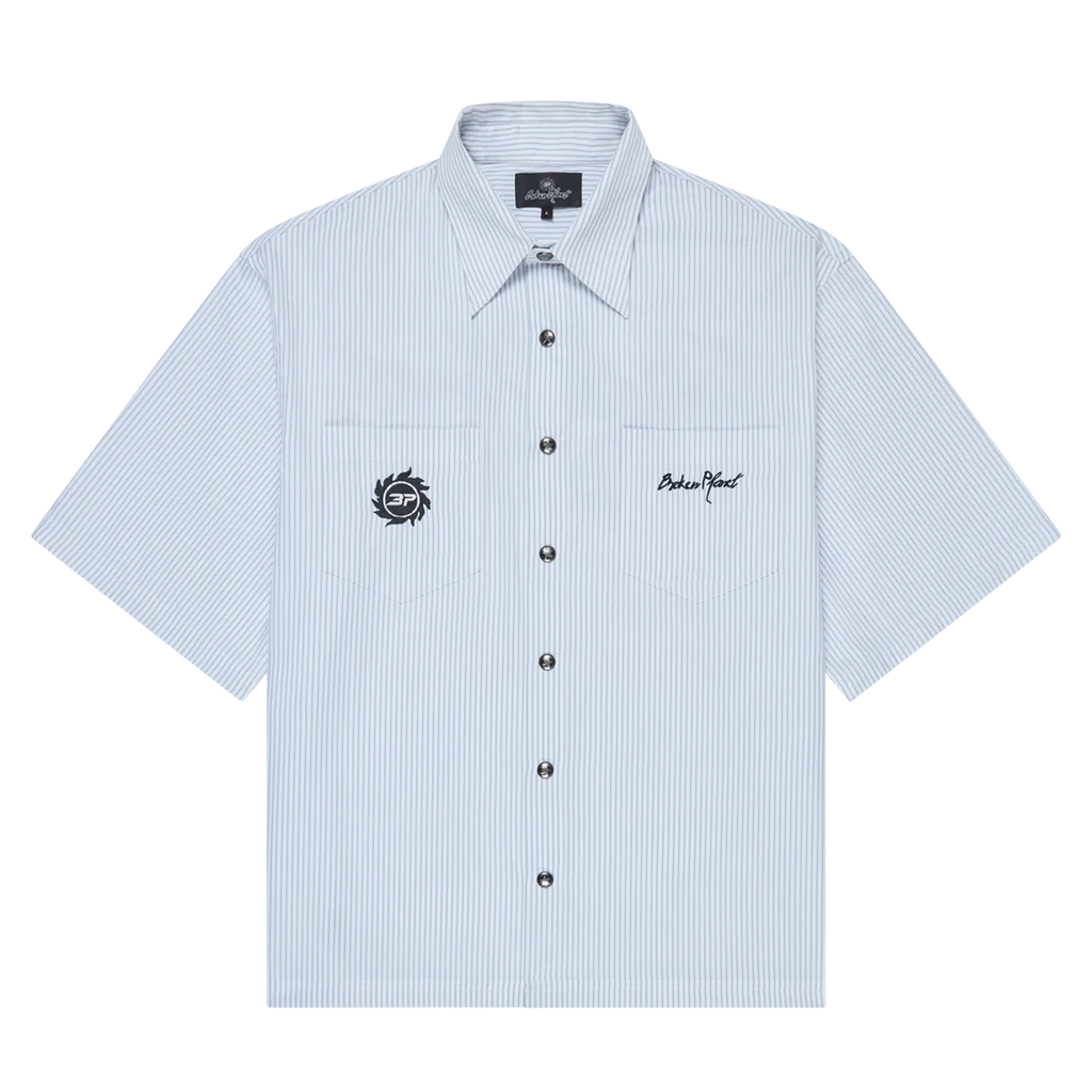 Broken Planet Button-Up Shirt 'White Grey'
