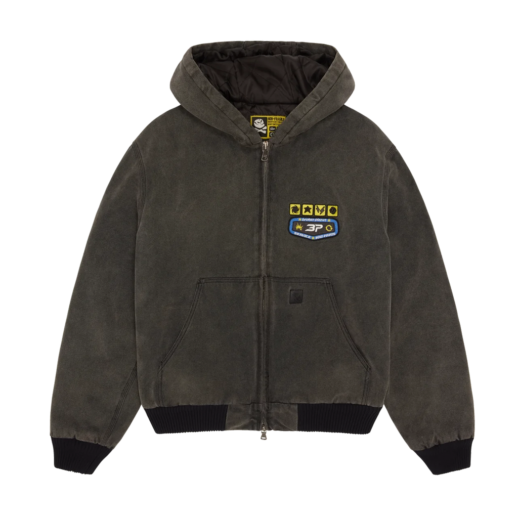 Broken Planet Hoodie 'Workwear Jacket' - Washed Soot Black