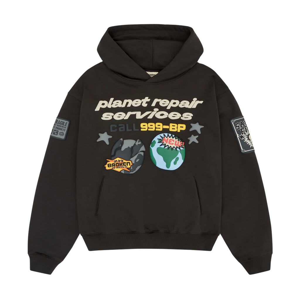 Broken Planet Hoodie 'Planet Repair Services' - Soot Black