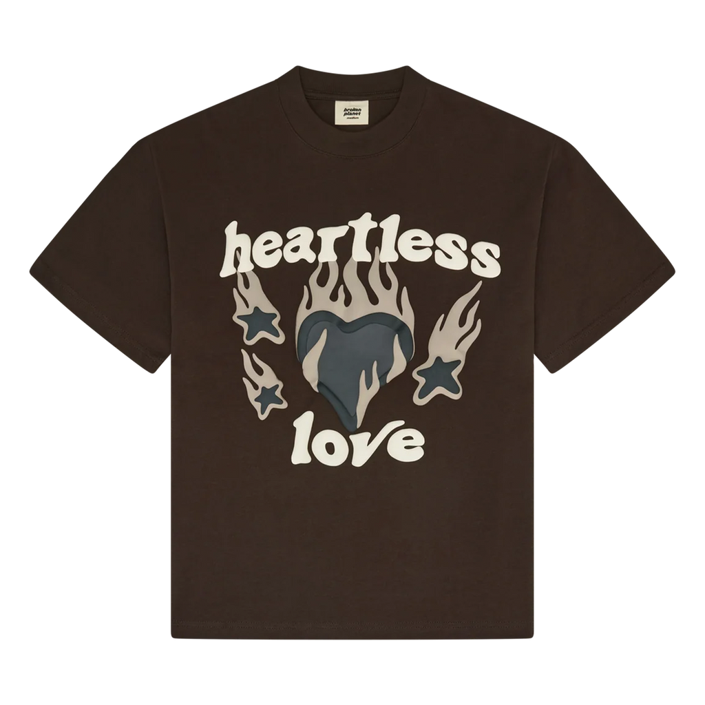 Broken Planet T-Shirt 'Heartless Love' - Mocha Brown