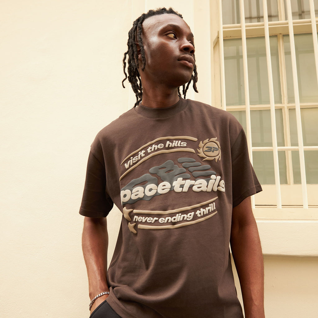 Broken Planet T-Shirt 'Space Trails' - Mocha Brown