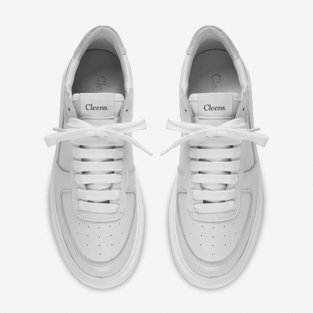 Cleens Court Trainer 'White Tumbled Leather'