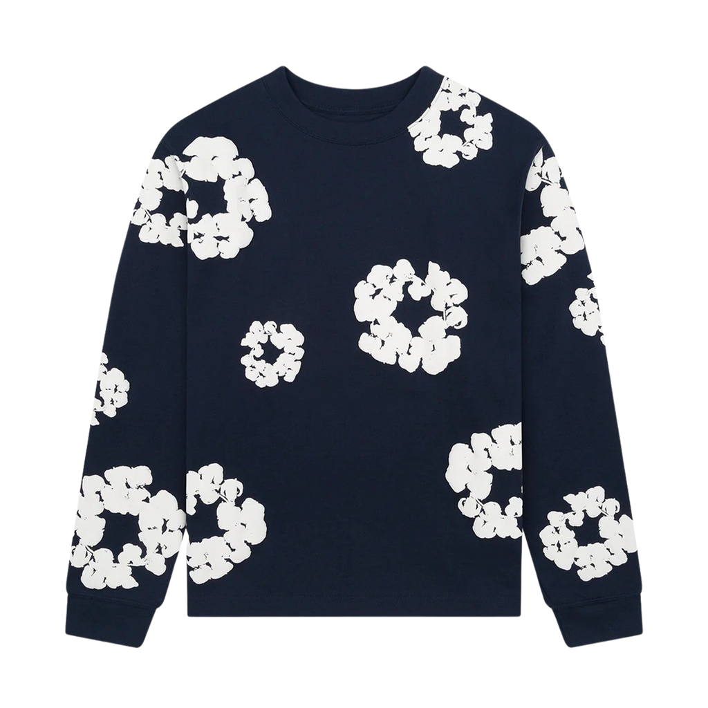 Denim Tears The Cotton Wreath Long Sleeve Tee 'Navy'