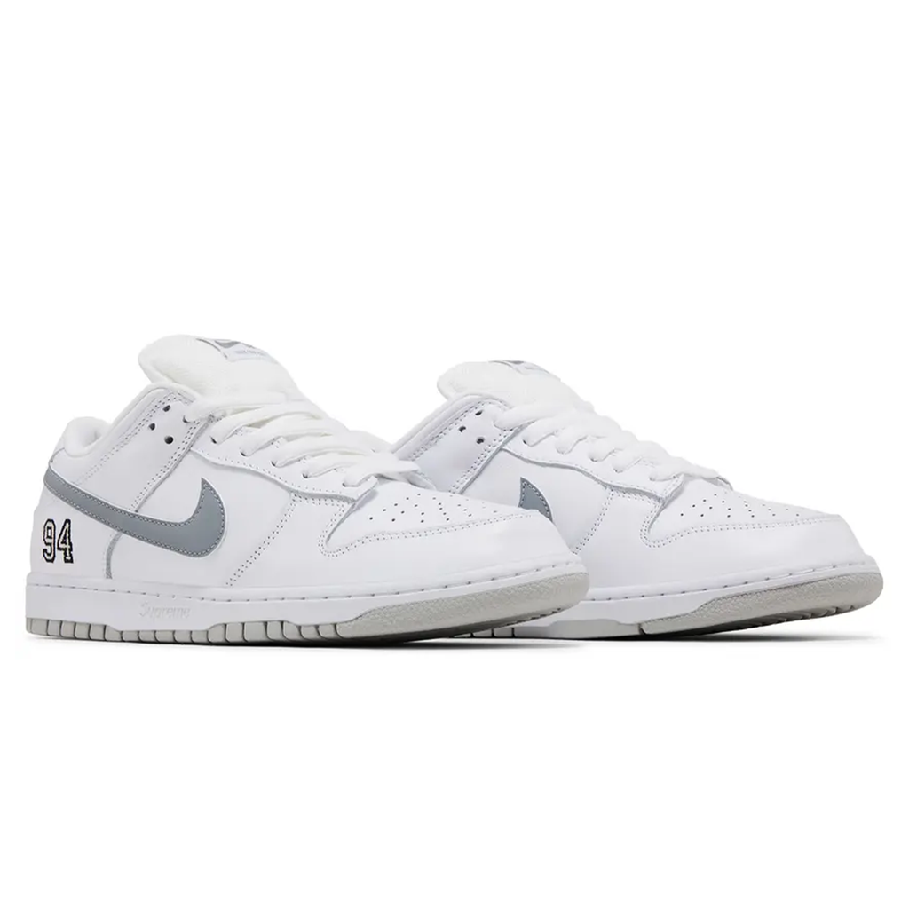 Nike Dunk Low SB x Supreme 'White Metallic Silver'