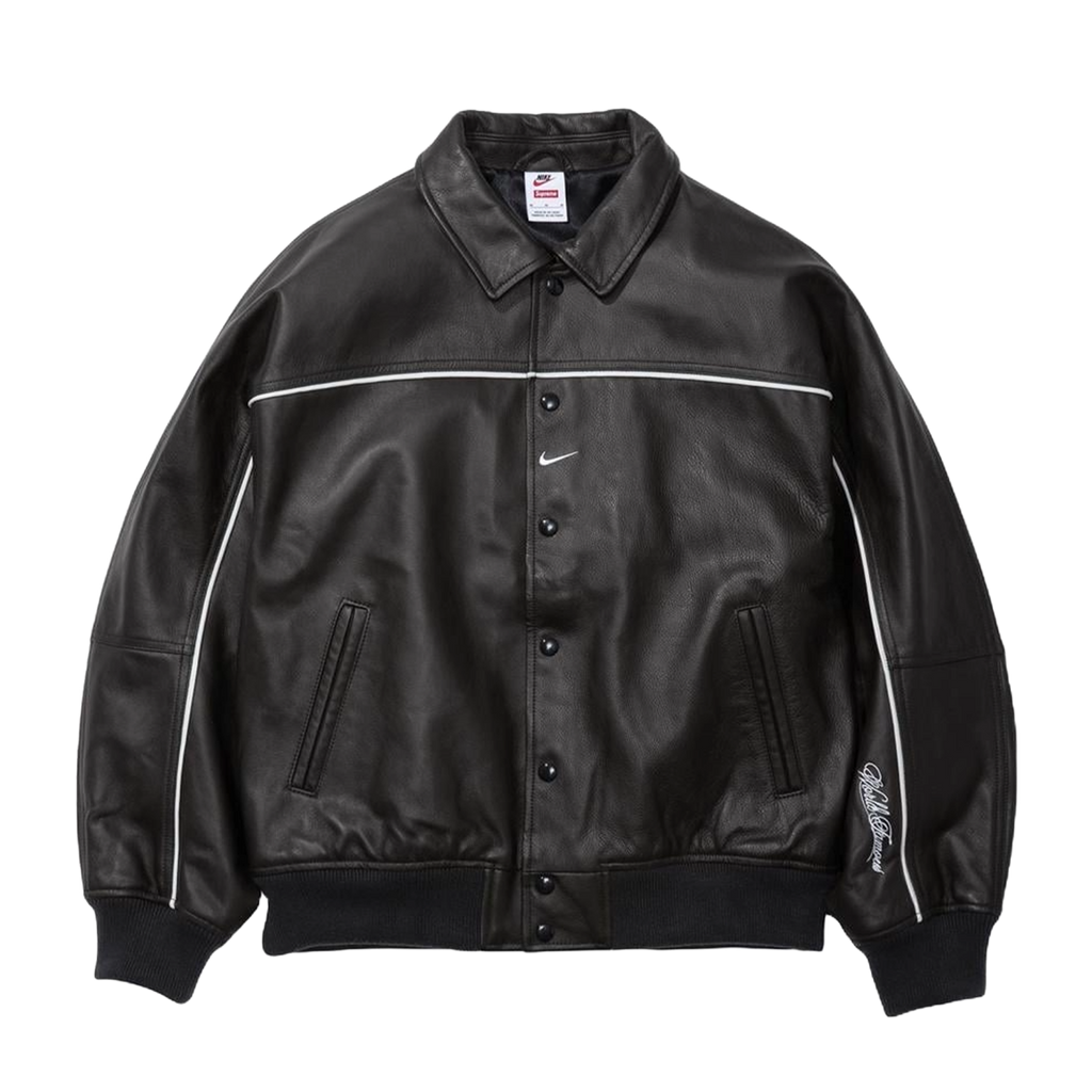 Supreme x Nike Leather Varsity Jacket 'Black'