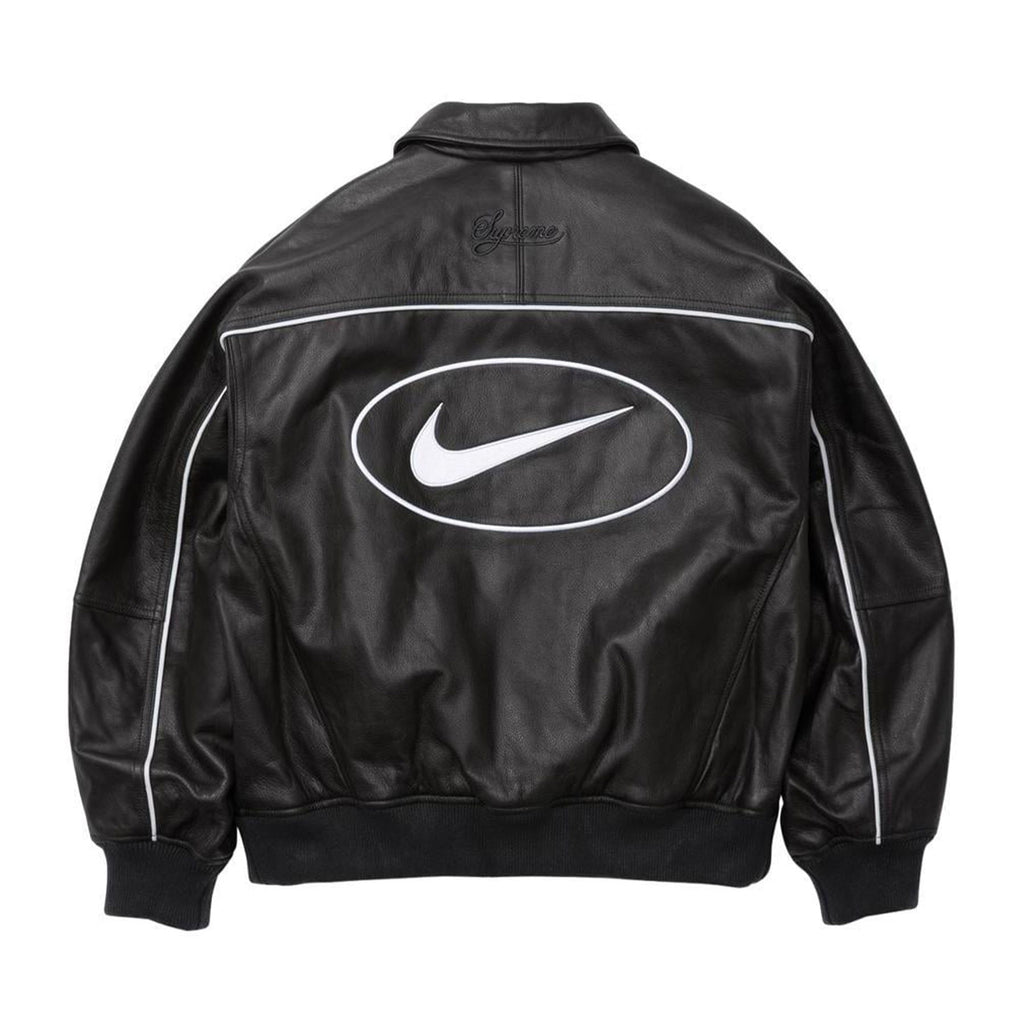 Supreme x Nike Leather Varsity Jacket 'Black'