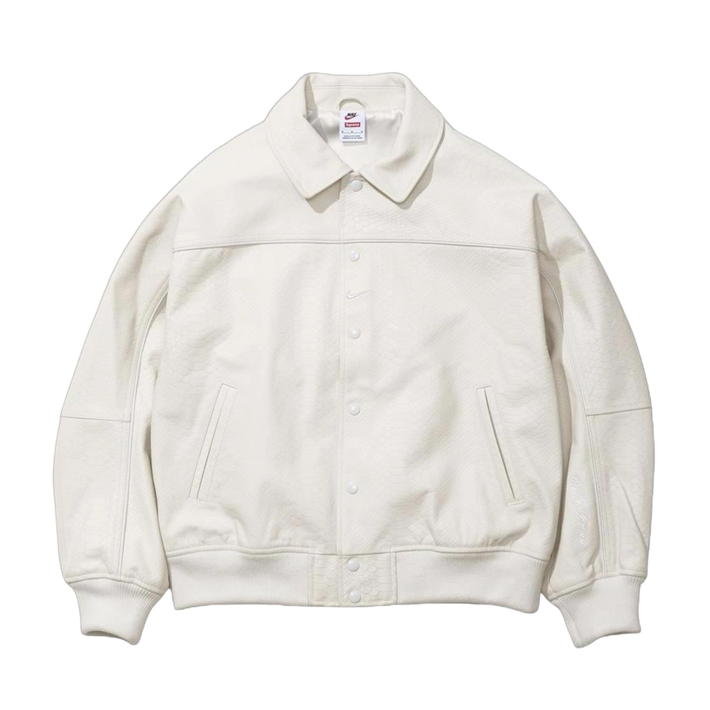 Supreme x Nike Leather Varsity Jacket 'White'