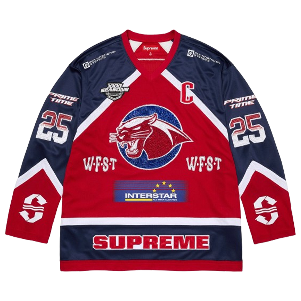 Supreme Rhinestone Hockey Jersey 'Red'
