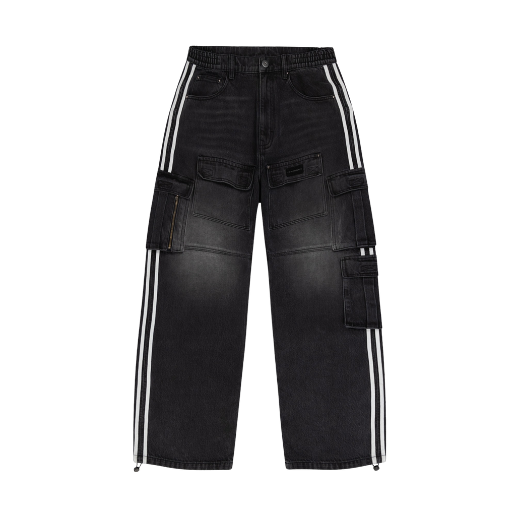 Unknown Black Striped Denim Cargos