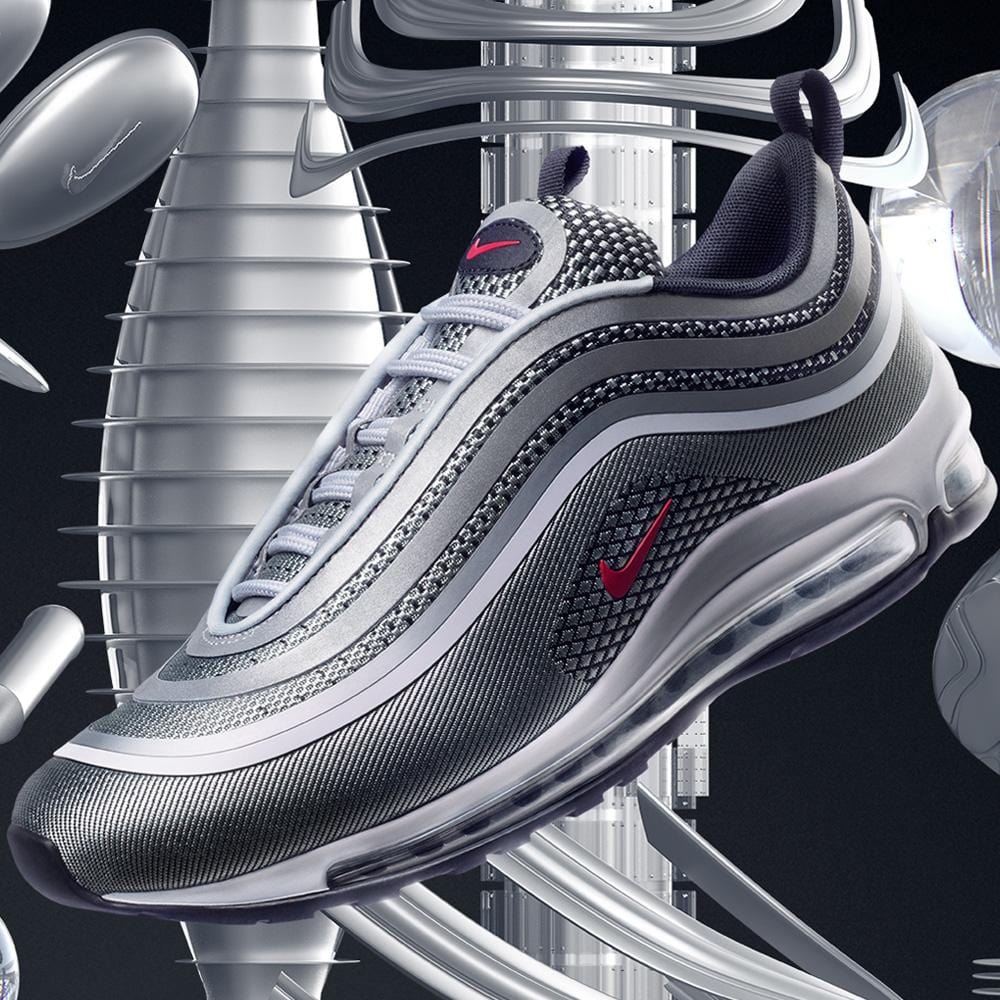 Nike Air Max 97 Ultra Metallic Silver-Varsity Red