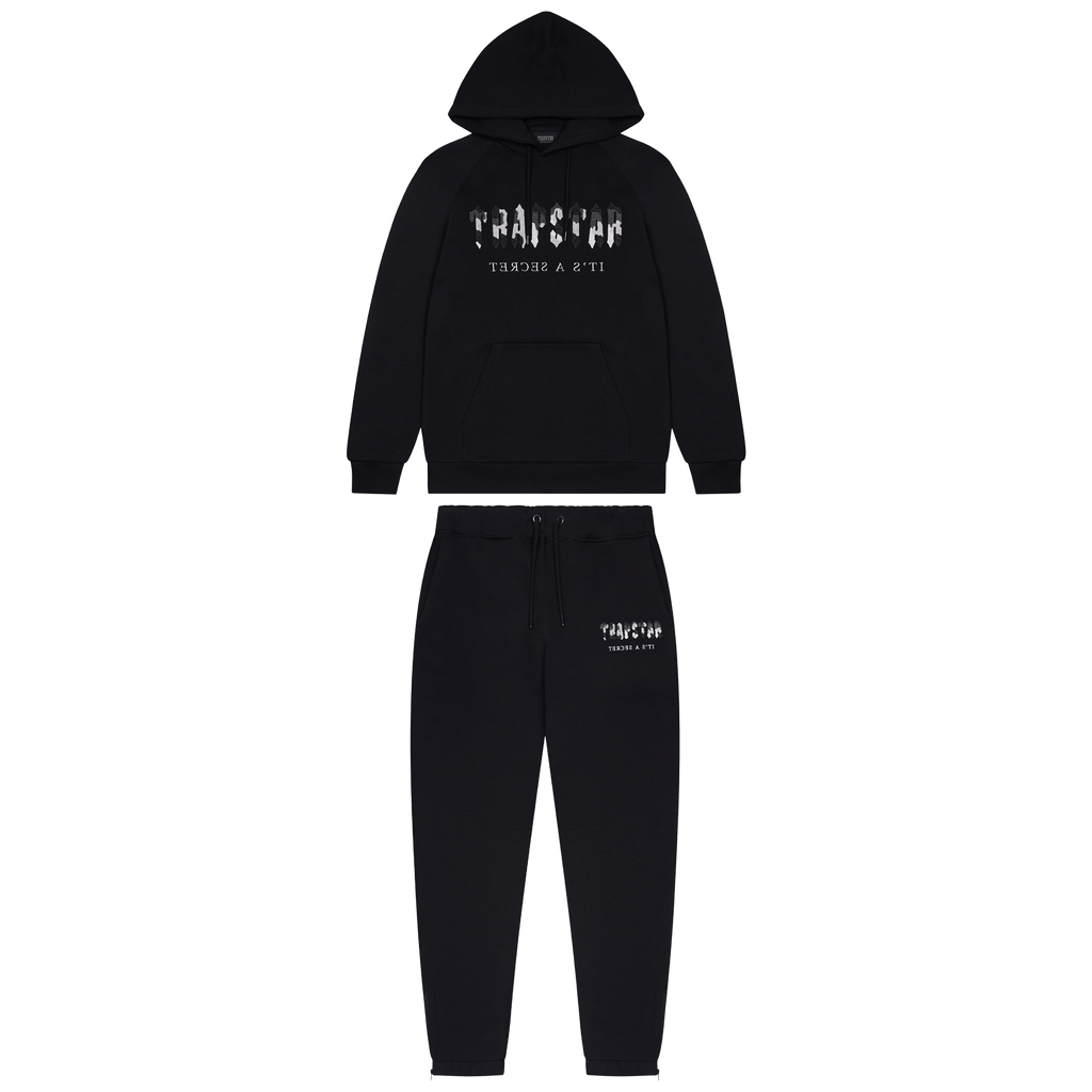 Trapstar Chenille Decoded Hooded Tracksuit - Black Camo Edition - Kick Game