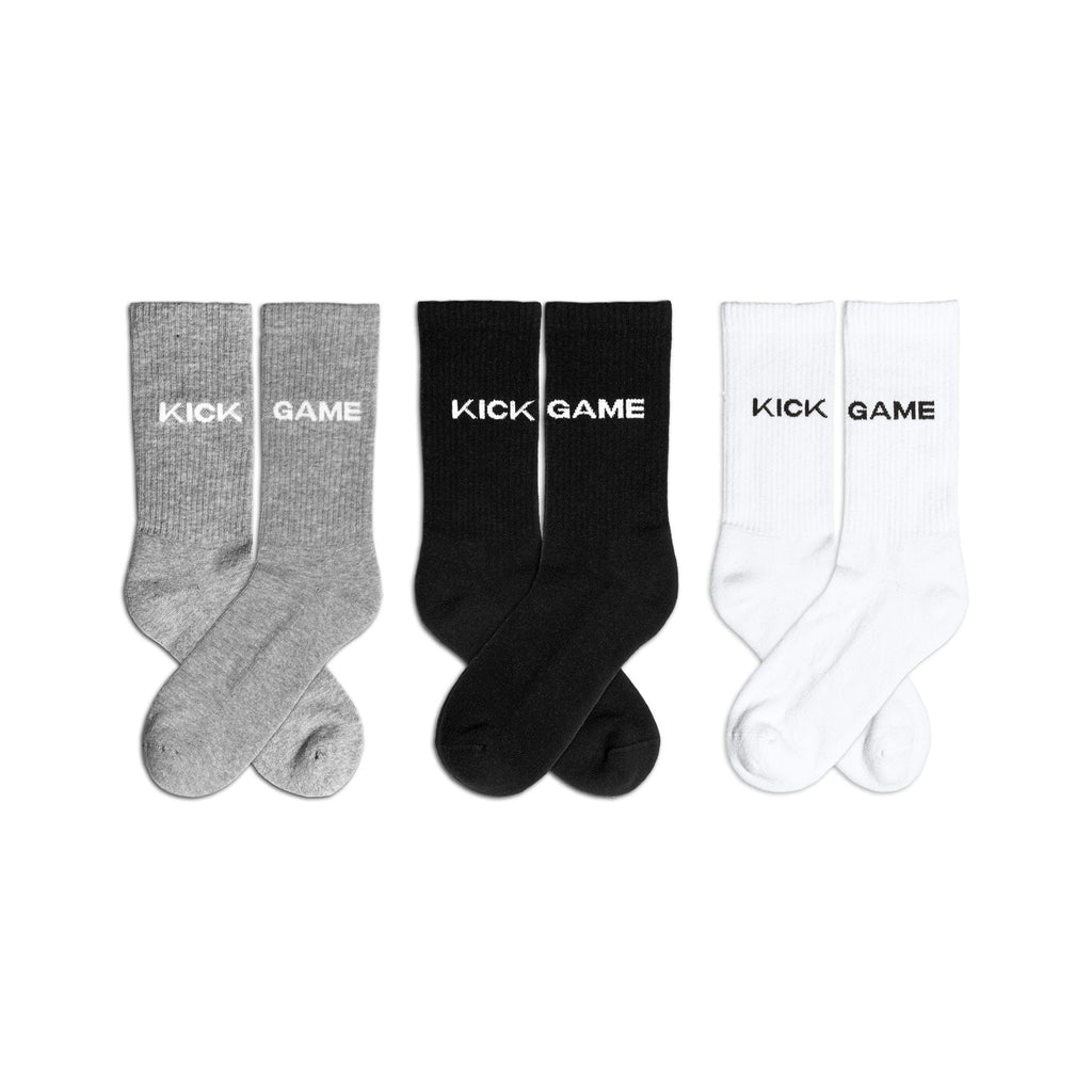 Kick Game 3 Pack Socks "Black White Grey" - Kick Game