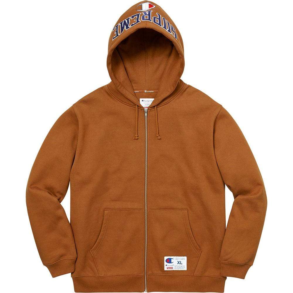 Supreme Champion Arc Logo Zip Up Sweat - Brown - Kick Game