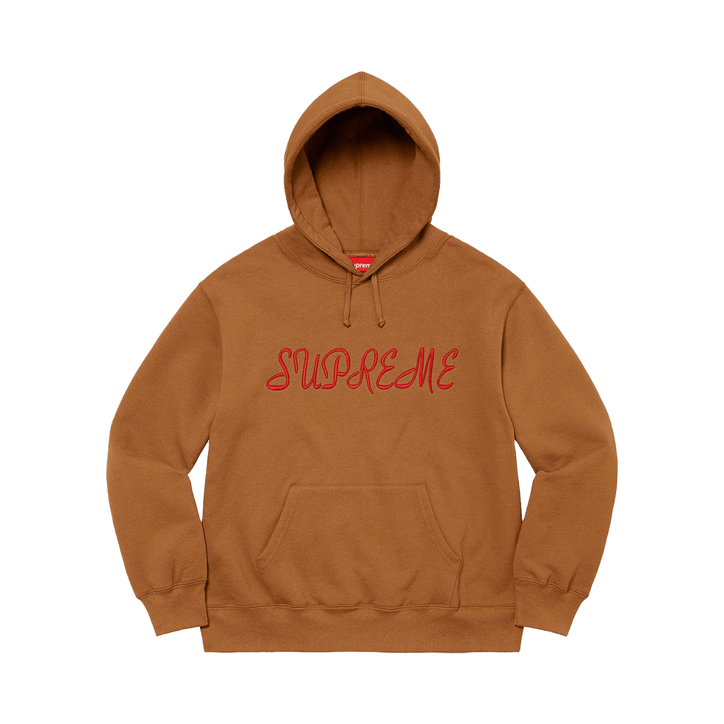 Supreme Script Hooded Sweatshirt 'Light Brown' - Kick Game