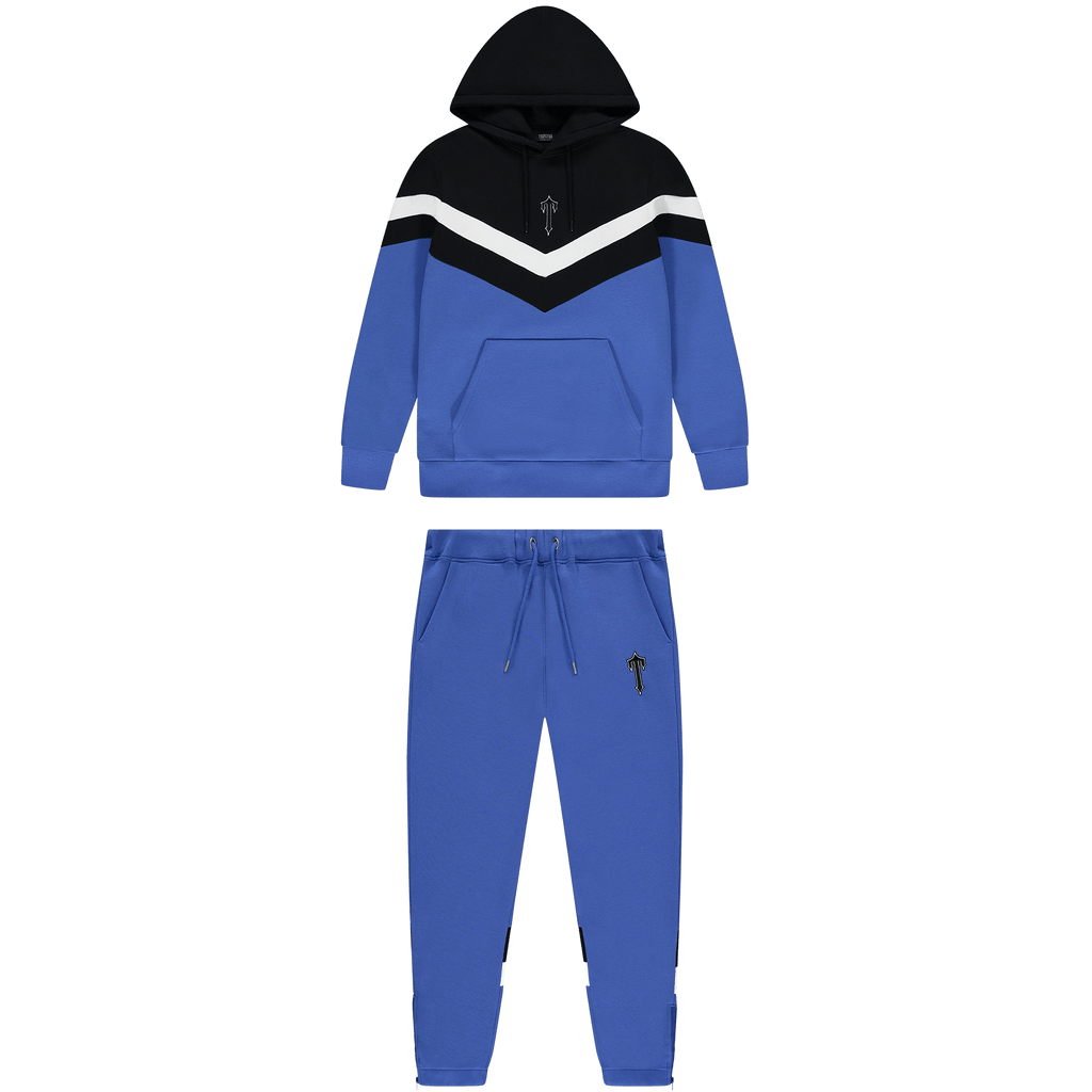 Trapstar V Stripe Hoodie Tracksuit-Blue/Black/White - Kick Game