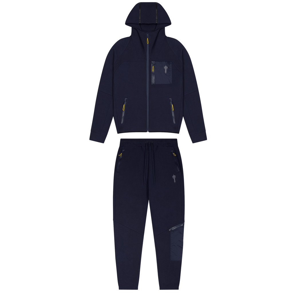 Trapstar Irongate T Fleece Zip Tracksuit-Navy/Yellow - Kick Game