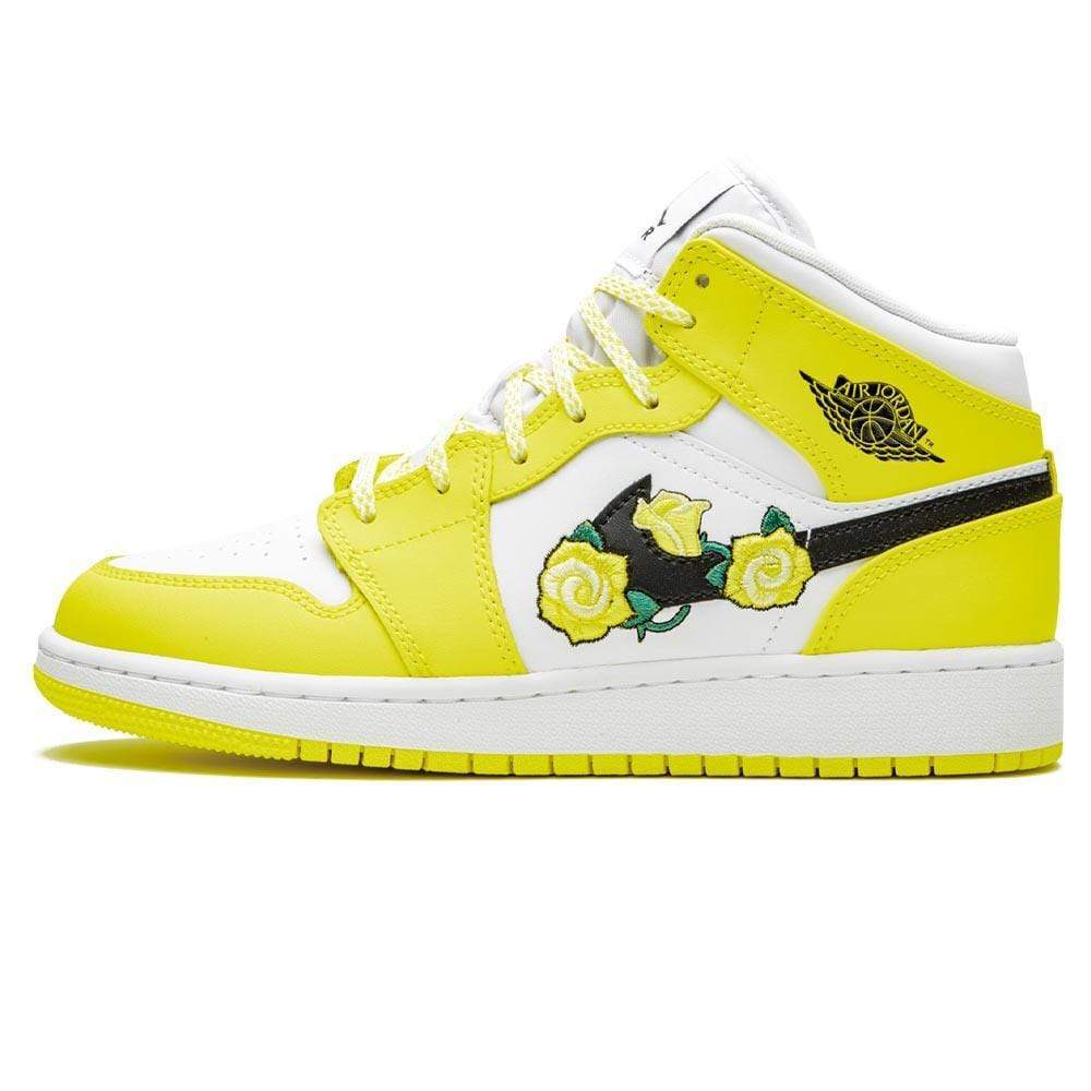 Air Jordan 1 Mid SE GS 'Rose Patch - Dynamic Yellow' - Kick Game