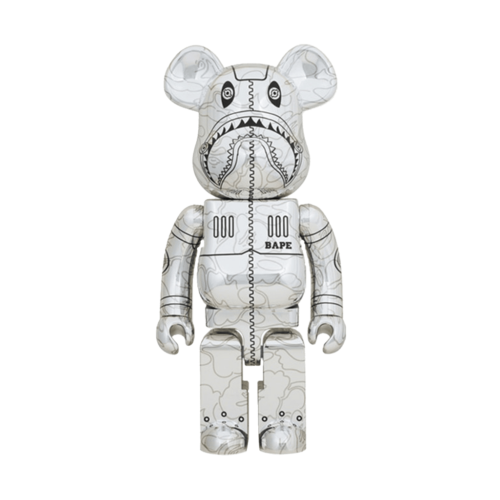 Bearbrick x BAPE x Hajime Sorayama Camo Shark 1000% 'Silver' - Kick Game