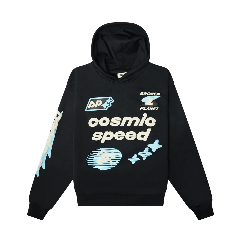 Broken Planet Market Hoodie 'Cosmic Speed' - Midnight Black - Kick Game