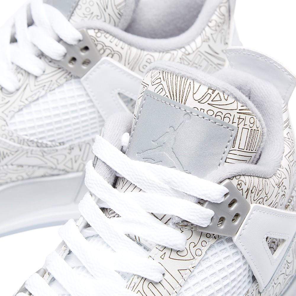 AIR JORDAN 4 RETRO LASER BG White & Metallic Silver - Kick Game