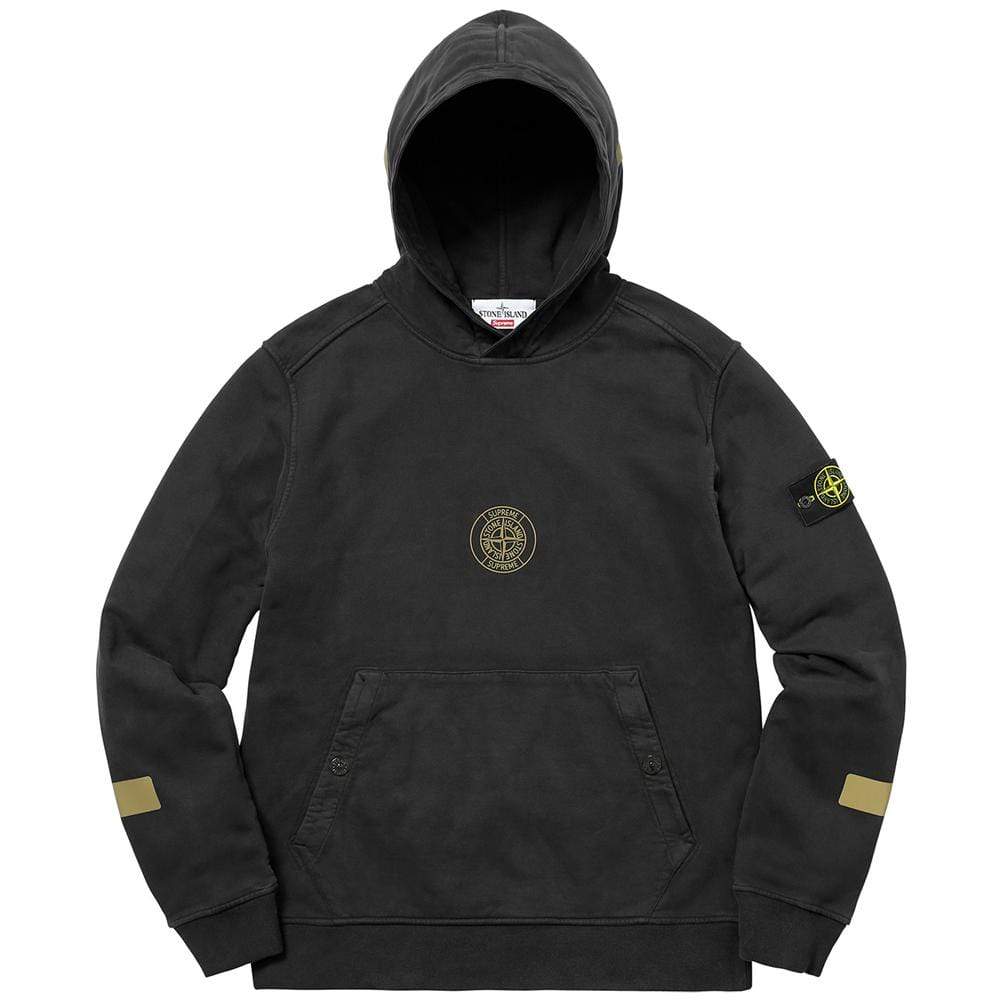 Supreme-Stone Island Hooded Sweatshirt - Black - Kick Game