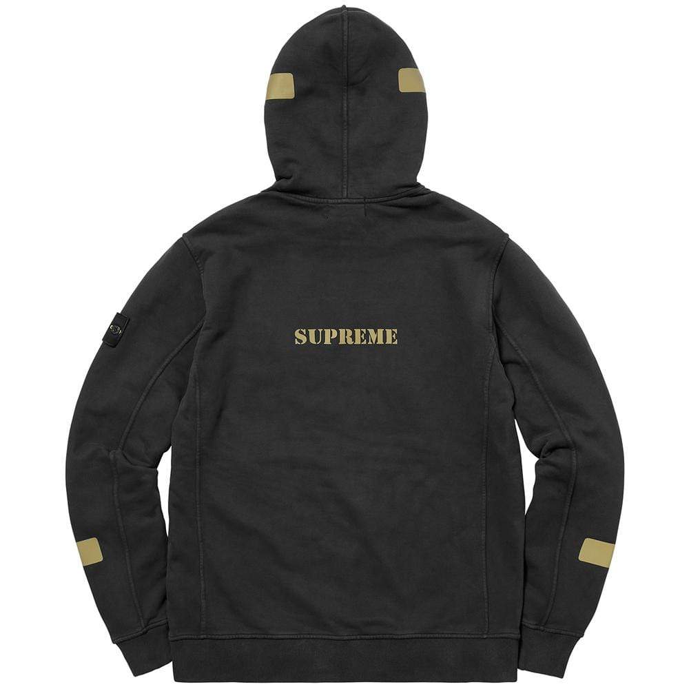 Supreme-Stone Island Hooded Sweatshirt - Black - Kick Game
